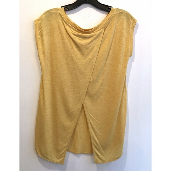 Aritzia Wilfred Yellow Anvers T shirt Split Back Cotton Tee Capsleeve Top XXS XS - Picture 2 of 13